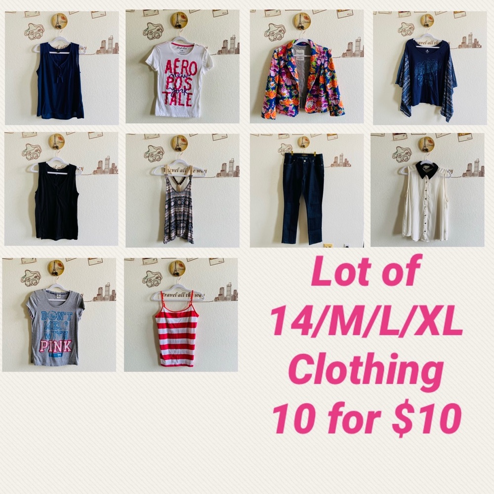 10 for $10 Bundle of Blazer Jeans & Tops Sizes 14 Medium Large & XL